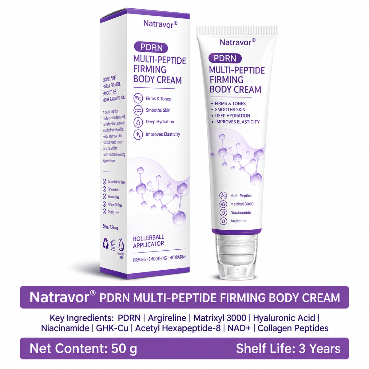 Natravor®🎗️ PDRN Multi-Peptide Massage Roller Cream – Anti-Aging, Hydrating, Firming & Lifting Care for Smoother, More Radiant-Looking Skin